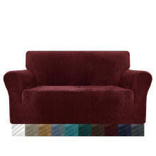 MAXIJIN Thick Velvet Sofa Covers 2 Seater Super Stretch Non Slip Loveseat Covers for Living Room Dogs Cat Pet Plush Love Seat Couch Slipcovers