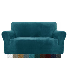 MAXIJIN Thick Velvet Sofa Covers 2 Seater Super Stretch Non Slip Loveseat Covers for Living Room Dogs Cat Pet Plush Love Seat Couch Slipcovers