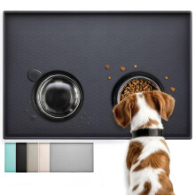 Conlun Dog Food Mat Cat Food Mat Silicone Rubber Mat, Anti-Slip Design, 100% Waterproof Pet Food Mat,Raised Edge to Avoid Water Or Food Spilling Out