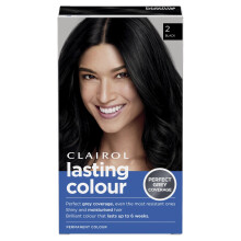Clairol Lasting Colour Permanent Hair Dye | Ideal Grey Coverage | Shiny and Moisturised Hair | 2 Black