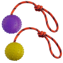 2 Pcs Ball on Rope Dog Toy,Hollow Rubber Ball on rope dog training,for Fetch, Catch