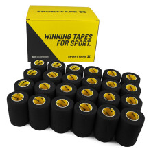 SPORTTAPE Self-Adhesive Cohesive Bandage, 24 Rolls - 7.5cm x 4.5m, Black | Compression & Vet Wrap for Dogs, Horses, Sports Stretch Tape for Football