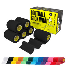 SPORTTAPE 6 Rolls Self-Adhesive Cohesive Bandage, 7.5cm x 4.5m, Black | Compression & Vet Wrap for Dogs, Horses, Sports Stretch Tape for Football