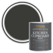 Rust-Oleum Black Scrubbable Kitchen Cupboard Paint in Satin Finish - Dark Magic 750ml