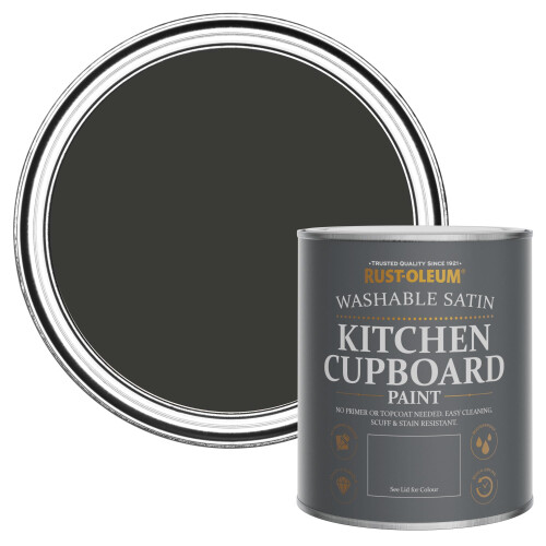 Rust-Oleum Rust-Oleum Black Scrubbable Kitchen Cupboard Paint in Satin Finish - Dark Magic 750ml