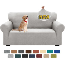 XINEAGE 2 Seater Stretch Sofa with Armrests for the Living Room Cover, Non-Slip Cover for Dogs, Pets, Silver Grey