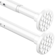Telescopic Rod 4 m, Extra-Long Curtain Rail, No-Drill Shower Rail, Extendable Telescopic Clothes Rail for Bathroom, Bedroom, White (350-405 cm