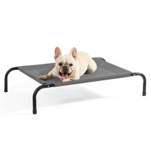Bedsure Raised Dog Bed Small - Elevated Waterproof Dog Bed | Outdoor Pet Cot with Mesh for Travel or Garden, 87 x 55 x 20 cm, Grey