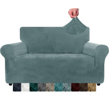 XINEAGE 1 Piece Velvet Couch Covers for 2 Cushion Couch High Stretch Loveseat Slipcover for Pets Dogs Anti Slip Love Seat Sofa Slipcover Furniture Pro