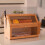 Large Bamboo Bread Bin 2 Tier Breadbox Kitchen 19.7"x9.8"x14.5" Natural 6