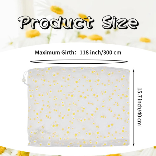 2Pcs Large Bird Cage Cover, Bird Cage Seed Catcher, Adjustable Soft Nylon Mesh Net with Daisy Pattern 2
