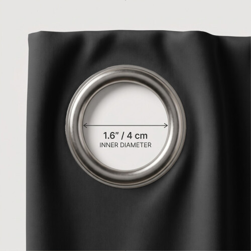 (Black) 66x84 Dual Panel Blackout Curtains Pair with Tie Backs Ringtop Eyelet Ready Made Drapes 1