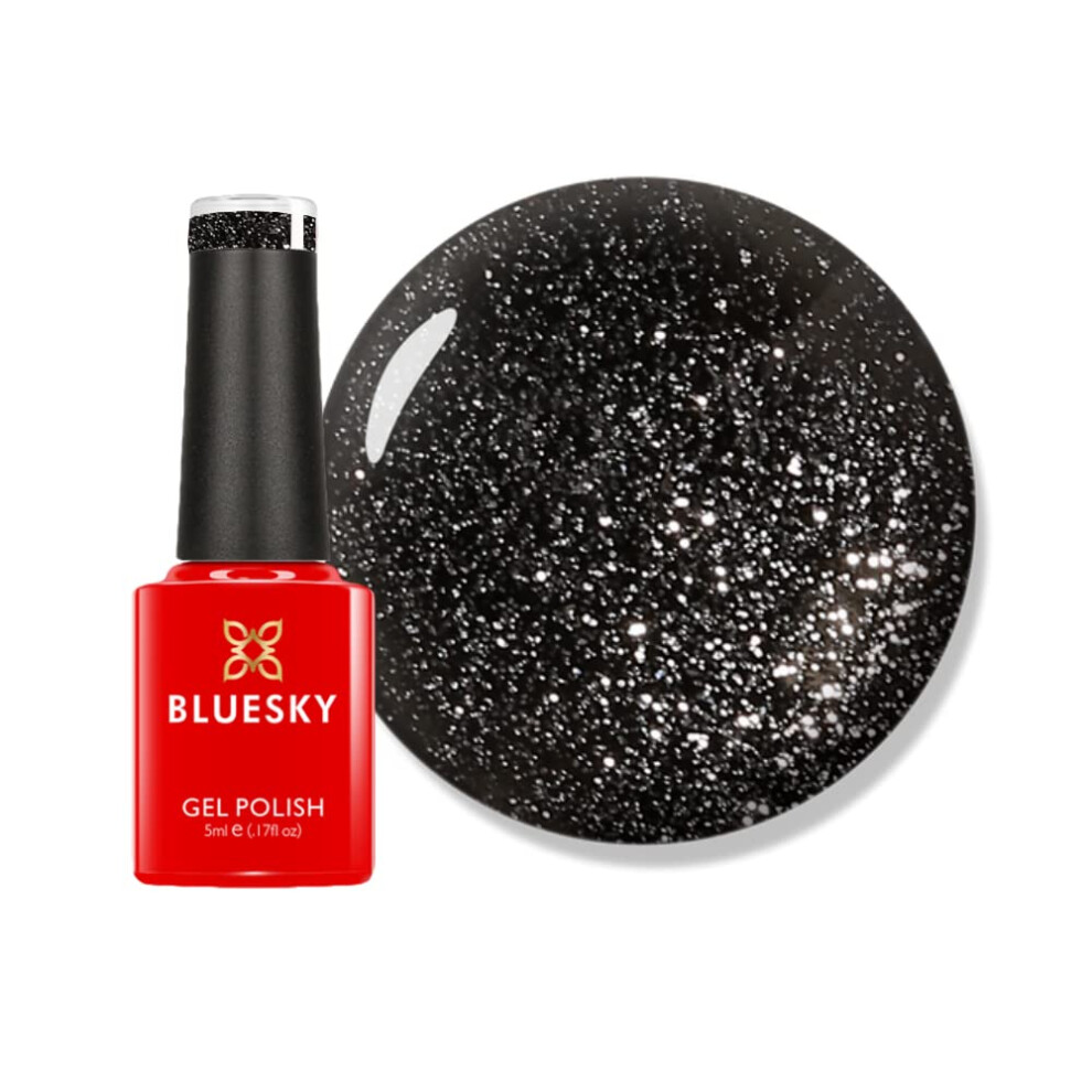 Bluesky Gel Nail Polish, Abyss - Vip03, Black, Fine Glitter, Dark, Long Lasting, Chip Resistant, 5Ml (Requires Drying Under Uv Led Lamp) - Image 3