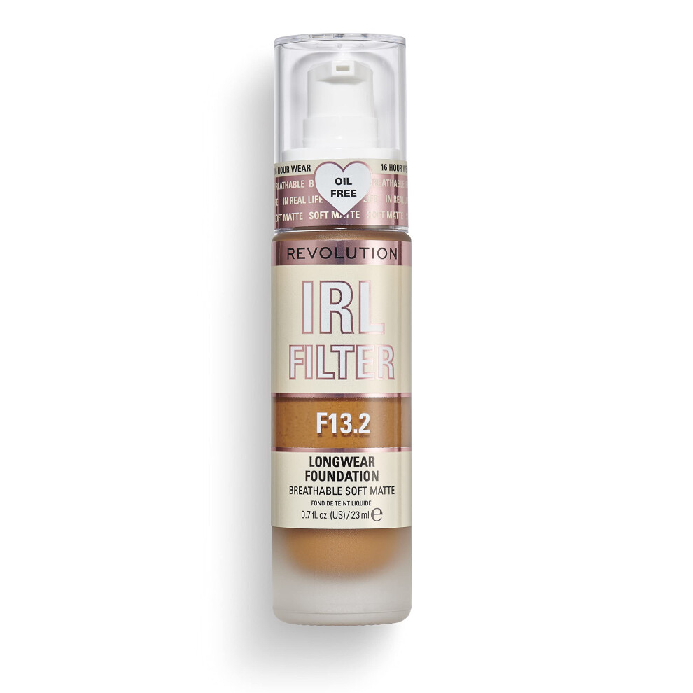 Revolution Beauty London Makeup Revolution Irl Filter, Longwear Foundation, Medium To Full Coverage, Matte Finish, 16 Hour Wear, F13.2, Dark Skin Tones, 23Ml - Image 4