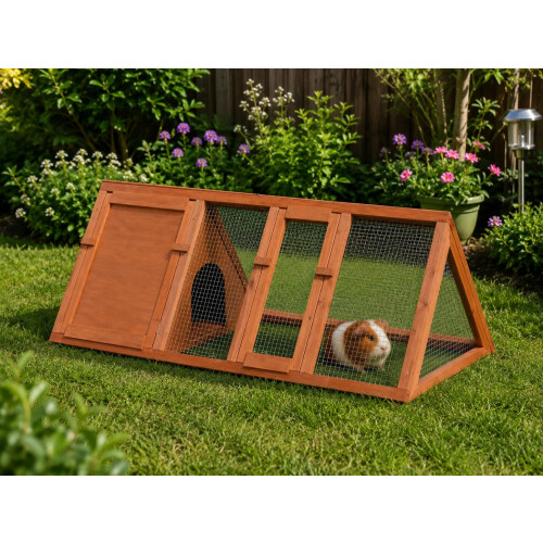 Bunny Business Apex Run with Enclosure Rabbit/Guinea Run Hutch Hutches, 4ft Triangular Runs (RED)