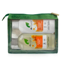 Dr Organic Manuka Honey Shampoo & Conditioner Set with Travel Bag, Restoring, Dry Hair, Natural, Vegetarian, Cruelty-Free, Paraben & SLS-Free