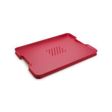 Joseph Joseph Cut&Carve Plus - Non-Slip, Multi-Function, Double-Sided Chopping Board for Food Preparation and Carving- Dishwasher Safe, Large - Red