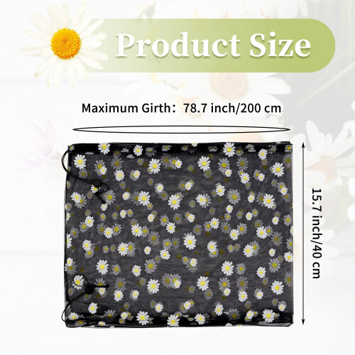 Adjustable Bird Cage Cover, Bird Cage Seed Catcher, Soft Nylon Mesh Net with Daisy Pattern 2