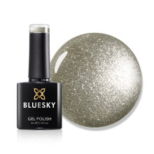 Bluesky 5D Cat Eye Gel Nail Polish 10ml, Sparkling Lights - SW04, Silver Magnetic Nail Polish with Cat Eye Effect for LED UV Lamp, Long-Lasting