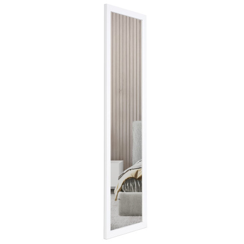 Full Length Wooden Wall Mounted Mirror - White - 35x110cm