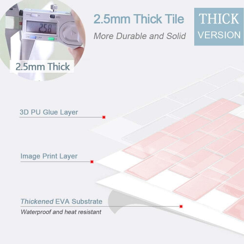 Yoillione Upgrade Thicker Peel and Stick Wall Tiles Backsplash for Kitchen and Bathroom 1