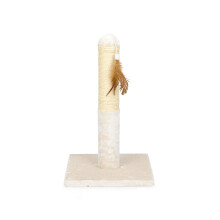 Petface Cat Scratch Post with Feather, Cream, 48.5 x 30 x 30 cm (Pack of 1) | Claw-Friendly Design, Promotes Nail Health, Easy to Assemble, Durable