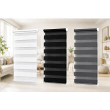 Funky Gadgets Day and Night Roller Blinds Dual Layer Fabric Zebra Blind Translucent or Blackout Vision Roller Shades No Drill Blinds Curtains for