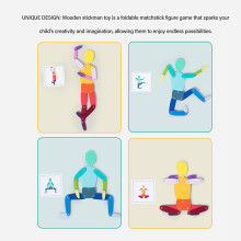 Holzbewegungsfigur Kinderspielzeug Blau mit Karten