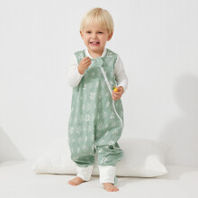 Duomiaomiao Sleeping Bag with Legs, 100% Cotton 0.5 Tog Summer Baby Sleep Bag Toddler Sleeping Sack with Feet for 3-4 Years Boys Girls, Green