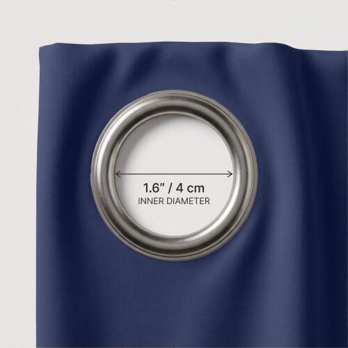 (Navy Blue) 66x84 Dual Panel Blackout Curtains Pair with Tie Backs Ringtop Eyelet Ready Made Drapes 1