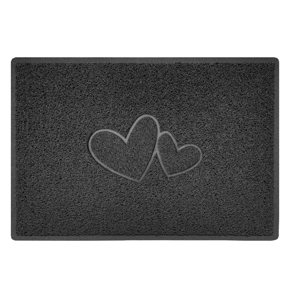 Nicoman Double Heart Embossed Shape Door Mat Dirt-Trapper Washable Barrier Doormat-Dark Grey (Watertight Rubber-Back)-Large (90X60cm) - Image 4