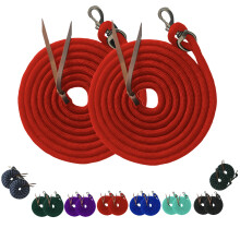 Majestic Ally 14' Pack of 2 Poly Training Lead Rope with Leather Popper for Horses & Livestock - 14 Foot Long and 5/8 inch Thick