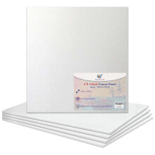 6 X 6" / 15 x 15cm Canvas Panel Stretched Blank Canvas Board Primed Artist Boards 100% Cotton for Oil Paint Acrylic Painting Mixed Media White