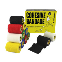 12 Rolls SPORTTAPE Cohesive Bandage Vet Wrap - 7.5cm x 4.5m - Mixed Colours | Self-Adherent Pet Tape for Dogs, Horses