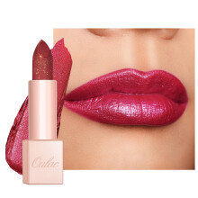 Oulac Red Glitter Lipstick - Rose Moisture Tinted Lip Balm, Metallic Sparkly Finish, Shiny lipstick, High Pigment
