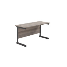 Office Hippo Heavy Duty Rectangular Cantilever Office Desk, Grey Oak Top/Black Frame, 120 x 60 cm