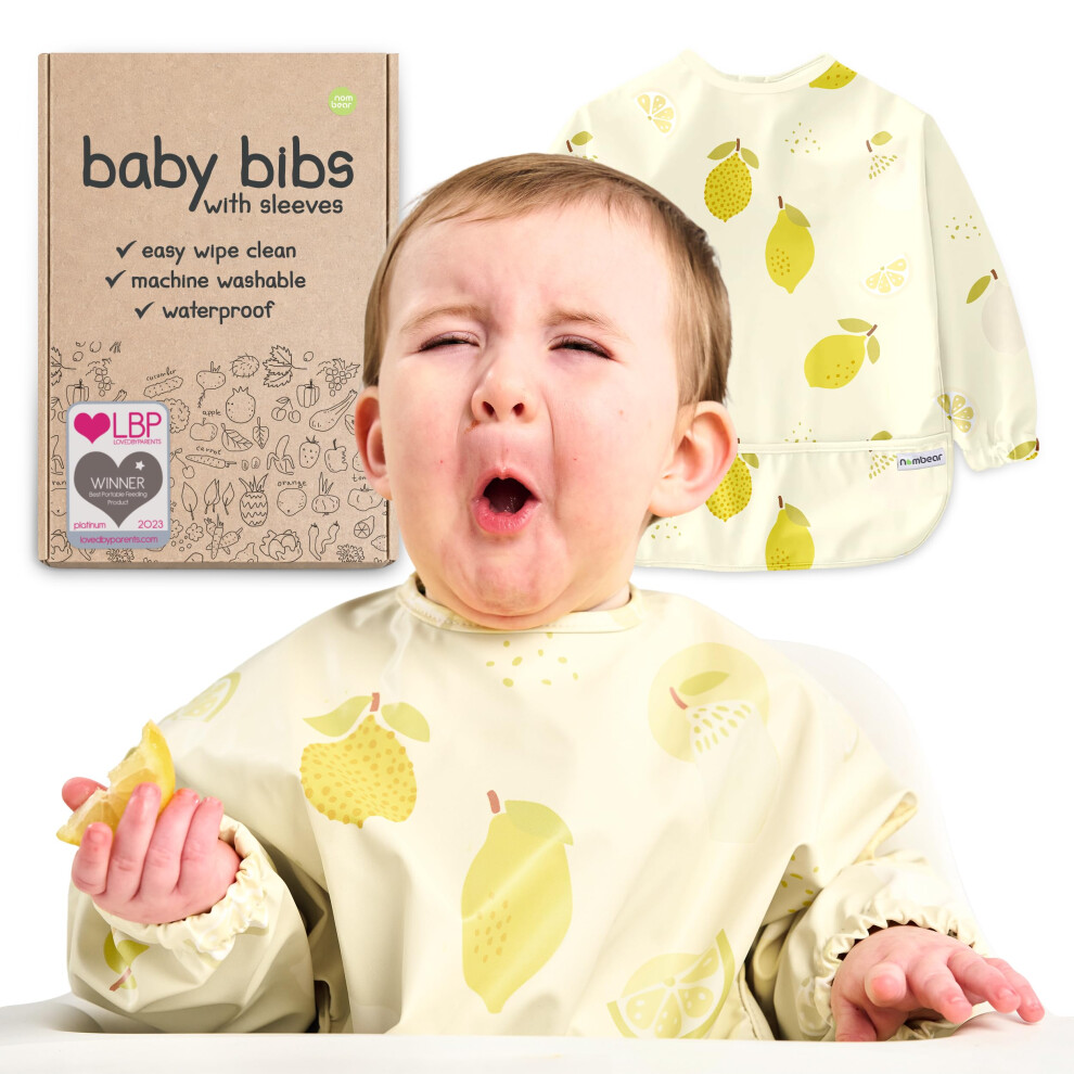 Nombear Baby Bibs with Sleeves for 6-24 Months, 1 Pack - Easy Wipe Clean, Machin - Image 2