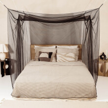 Black Mosquito Net for Queen & King-Size Beds - 2-Side-Opening Bed Canopy | Rectangular Shape Netting for Home & Travel - With Hanging Kit & Carry Bag