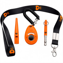 Dog Whistle & Dog Clicker Training Set, 4-Piece Dog Training Kit with Adjustable Ultrasonic Whistle, Dog Training Clicker