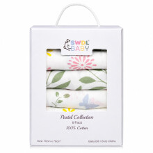 SWDL Muslin Cloths for Baby - 100% Cotton Muslin Squares (Pack of 6, 70 x 70 cm) | Soft
