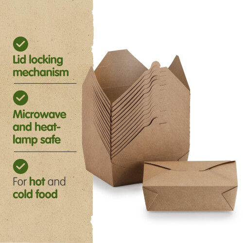 Signature Recyclable Kraft Takeaway Boxes No.3, 25 Pack, Rectangular 2
