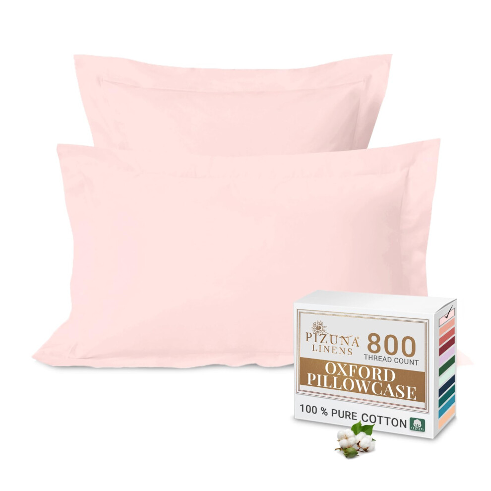 Pizuna Luxurios Cotton Standard Pillowcases 2 Pack Light Pink 50X75cm, 800 Thread Count Long Staple Combed Cotton Pillow Cover - Image 2