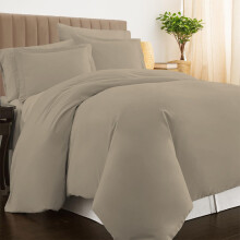 Pizuna Luxurios Cotton Super King Duvet Cover Set Taupe 800 Thread Count | Simply 100% Long Staple Cotton, Superking, 260x220cm