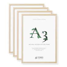 TONES FRAME DESIGN A3 Photo Frame 4 Pack, 29.7 x 41.9 cm, Wooden Picture Frames with Oak Veneer and Shatter-Resistant Plexiglass