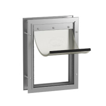 Hakuna Pets Deluxe Aluminium Pet Door, Lockable Cat Flap and Small Dog Door, 2-Way Locking Panel, Weatherproof Magnetic Flap, Fits Screens, Doors
