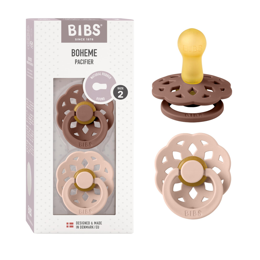 Bibs Soother Colour Latex Size 2 6+ Months 2 Pack Woodchuck/Blush - Image 2