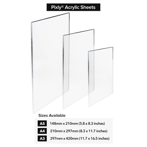 Pixly Crystal Clear Acrylic Perspex Plastic Sheet | Transparent | A5 A4 A3 | 2mm/3mm/5mm Thickness 1