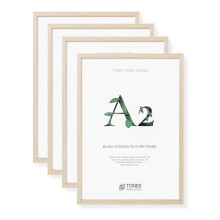 TONES FRAME DESIGN A2 Photo Frame 4 Pack, 42 x 59.4 cm, Wooden Picture Frames with Oak Veneer, Shatter-Resistant Plexiglass