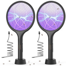 YISSVIC Electric Fly Swatter Bug Zapper Racket, 4000V, Rechargeable | Fly Zapper, Mosquito Killer, High-Voltage Grid, 1500mAh Battery, 3-Layer Mesh