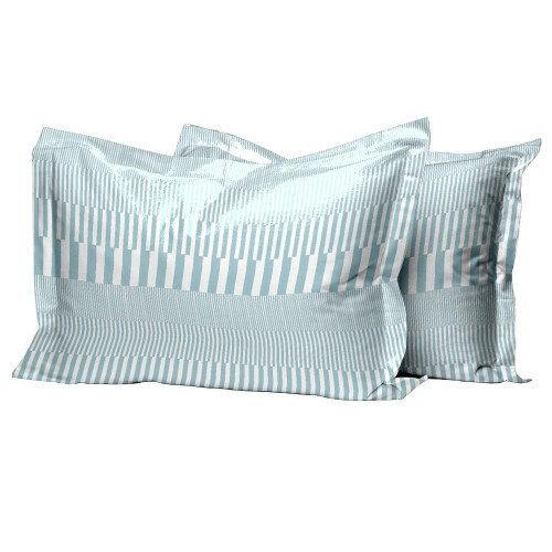 Pizuna Cotton Cascade Stripe Blue Print Standard Pillow Cases 2 Pack